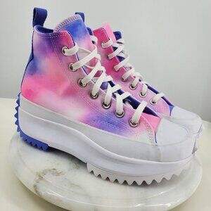 Converse Run Star Hike High Top High Cloud Wash Tie Dye Platform Shoes Size 6.5